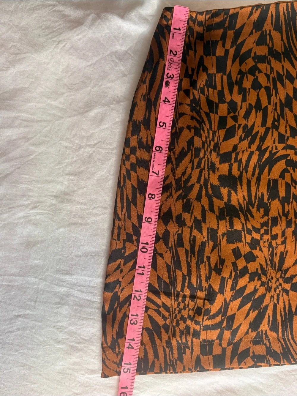 Free People Silky Trippy Checkerboard Mini Skirt Rust Brown Black Size 4 90s